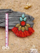 Prachim - The Earthen Treasures - Stones, Beads And Resham Hand Embroidered Earrings