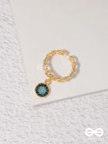 The Sapphire Lights - Golden Embellished Charm Ring (Adjustable) 