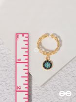 The Sapphire Lights - Golden Embellished Charm Ring (Adjustable) 