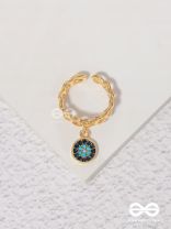 The Sapphire Lights - Golden Embellished Charm Ring (Adjustable) 
