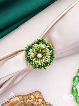 Divyakanan - The Enchanted Grove - Pearl And Beads Hand Embroidered Ring (Adjustable)