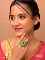 Divyakanan - The Enchanted Grove - Pearl And Beads Hand Embroidered Ring (Adjustable)