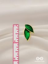 Petals Panache - Golden Enamelled Earrings (Green)