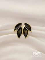 Petals Panache - Golden Enamelled Earrings (Black)
