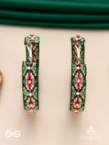 Kshitvari - The Lively Garden - Resham And Beads Hand Embroidered Hoop Earrings