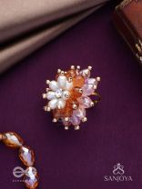 Sharadgat - The Autumn Magic - Beads, Pearl And Glass Drops Hand Embroidered Ring (Adjustable)