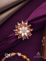 Sharadgat - The Autumn Magic - Beads, Pearl And Glass Drops Hand Embroidered Ring (Adjustable)