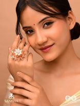 Sharadgat - The Autumn Magic - Beads, Pearl And Glass Drops Hand Embroidered Ring (Adjustable)