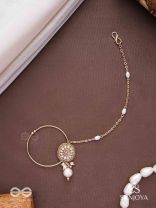 Vimrigvan - The Pristine Charm - Pearls And Beads Hand Embroidered Nath (Non-Piercing)