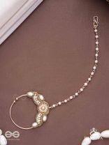 Varchasam - The Treasured Radiance - Pearls, Beads And Dabka Hand Embroidered Nath (Non-Piercing)