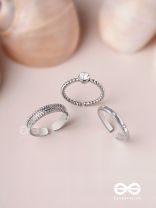 The Sterling Trio - Silver Cubic Zirconia Rings (Set Of 3 Adjustable)