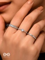 The Sterling Trio - Silver Cubic Zirconia Rings (Set Of 3 Adjustable)