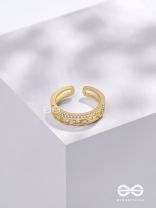 Tie Me Close - Golden Cubic Zirconia Ring (Adjustable)