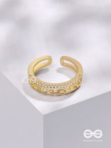 Tie Me Close - Golden Cubic Zirconia Ring (Adjustable)