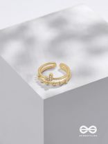 A Love So Gorgeous - Golden Cubic Zirconia Ring (Adjustable)