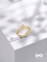 A Love So Gorgeous - Golden Cubic Zirconia Ring (Adjustable)