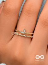 A Love So Gorgeous - Golden Cubic Zirconia Ring (Adjustable)