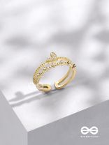 A Love So Gorgeous - Golden Cubic Zirconia Ring (Adjustable)