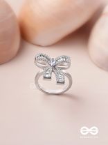 The Bow Beauty - Silver Cubic Zirconia Ring (Adjustable)
