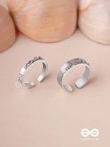 The Engraved Stories - Silver Embellished Rings (Set Of 2 Adjustable)
