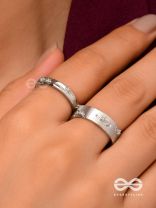 The Engraved Stories - Silver Embellished Rings (Set Of 2 Adjustable)