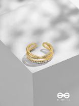 Crossroads Of Fate - Cubic Zirconia Golden Ring (Adjustable)