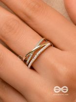 Crossroads Of Fate - Cubic Zirconia Golden Ring (Adjustable)