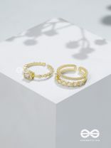 The Diamond Dreams - Golden Cubic Zirconia Rings (Set Of 2 Adjustable)
