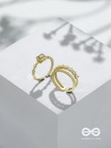 The Diamond Dreams - Golden Cubic Zirconia Rings (Set Of 2 Adjustable)