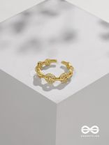The Orbital Bliss - Golden Cubic Zirconia Ring (Adjustable)