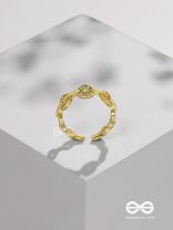The Orbital Bliss - Golden Cubic Zirconia Ring (Adjustable)