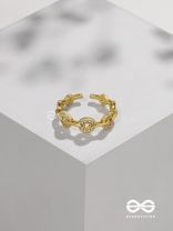 The Orbital Bliss - Golden Cubic Zirconia Ring (Adjustable)