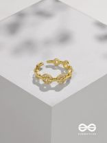 The Orbital Bliss - Golden Cubic Zirconia Ring (Adjustable)