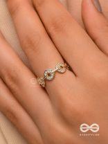 The Orbital Bliss - Golden Cubic Zirconia Ring (Adjustable)