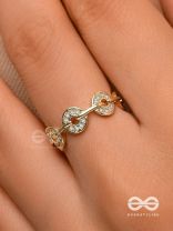 The Orbital Bliss - Golden Cubic Zirconia Ring (Adjustable)