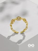 The Orbital Bliss - Golden Cubic Zirconia Ring (Adjustable)