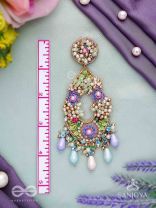 MANJUSUMANA - BEAUTIFUL BLOSSOM - SEQUINS, BEADS AND GLASS DROPS HAND EMBROIDERED EARRINGS
