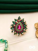 KANTARA - THE CHARM HOLDER - EMBROIDERED FLOWER DESIGN WITH PURPLE GEMSTONE AND PEARLS