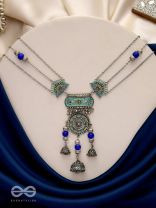 Oxi Radiance - Oxidized necklace with blue and green enamel work