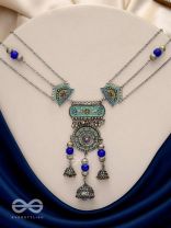 Oxi Radiance - Oxidized necklace with blue and green enamel work