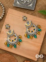 The Garland of Gems - Statement oxidized jhumka with bead danglers