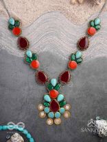 Tarunamala-Youthful Garland-Statement chunky multicolored gemstones necklace