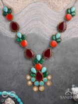 Tarunamala-Youthful Garland-Statement chunky multicolored gemstones necklace