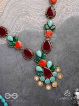 Tarunamala-Youthful Garland-Statement chunky multicolored gemstones necklace