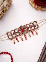 Ratnavati Hara- Adorned with Gemstones- Embroidered Gemstone Neckpiece with Beads & Thread work