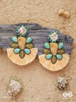 Kāñcīśikha-Tassel Glow Earrings-Blend of gemstones,beads and bohemian macramé fringes for a free-spirited look.