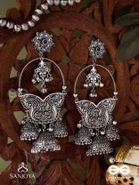  CHANDRAVALLARI-MOON VINE-SUBTLE SILVER CHANDBAALI ADORNED WITH GHUNGHROO'S