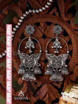  CHANDRAVALLARI-MOON VINE-SUBTLE SILVER CHANDBAALI ADORNED WITH GHUNGHROO'S