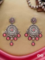 Gem Flower -Pastel Pink Oxidized earrings 
