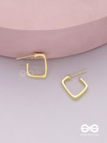 Golden glimmer- Golden colored rectangular  hoop earrings 